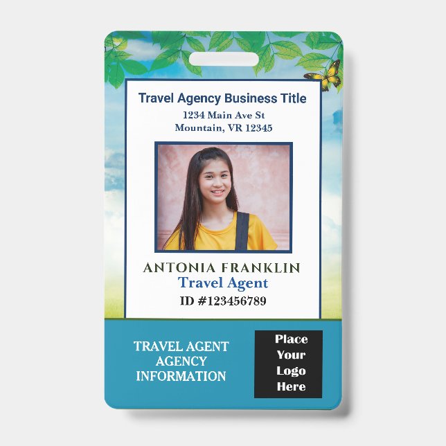 Custom Employee Photo Logo Bar Code Name Badge (Front)