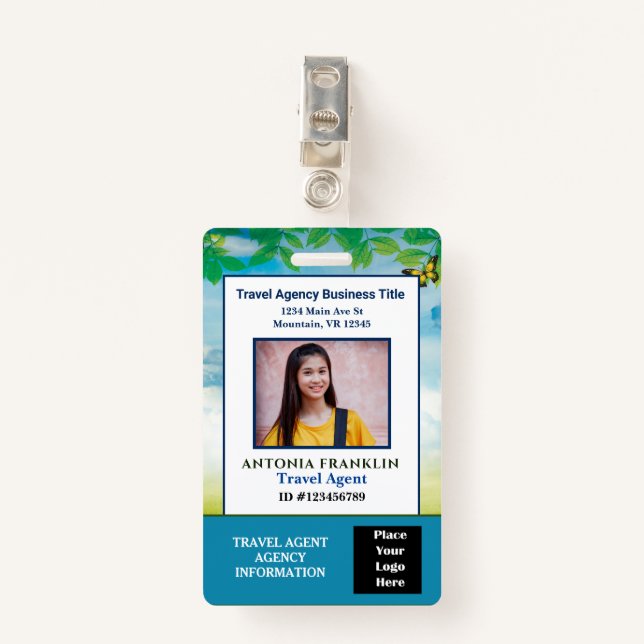 Custom Employee Photo Logo Bar Code Name Badge (Front with Clip)