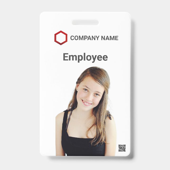 Custom Employee Photo Logo Bar Code Name Badge (Front)