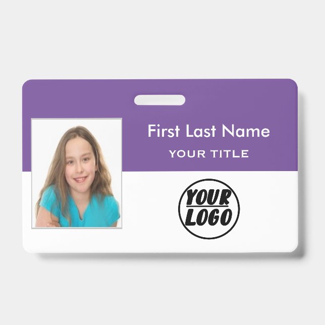 Custom Employee Photo | Logo, Bar Code name Badge (Front)