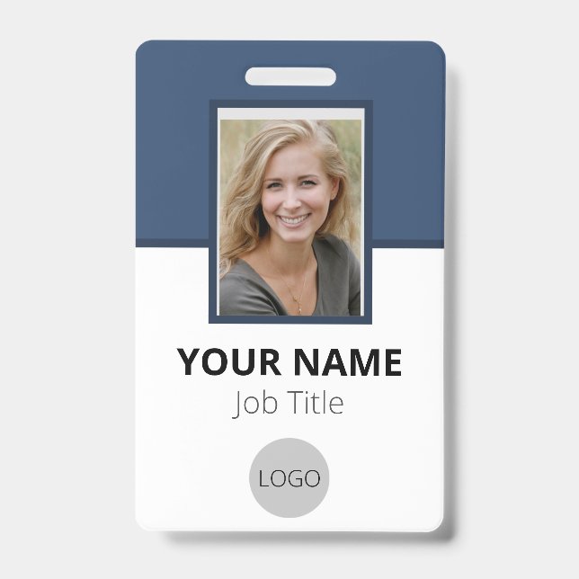 Custom Employee Photo Logo Bar Code Name Badge (Front)