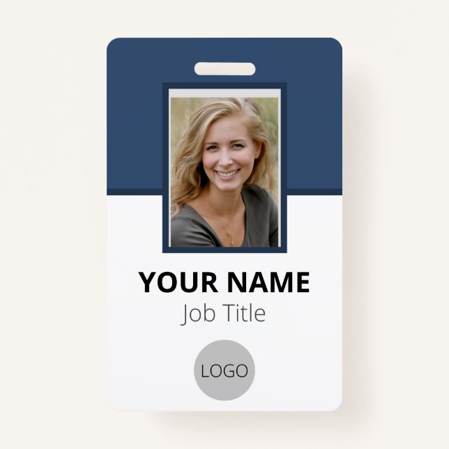 Custom Employee Photo Logo Bar Code Name Badge (Front)