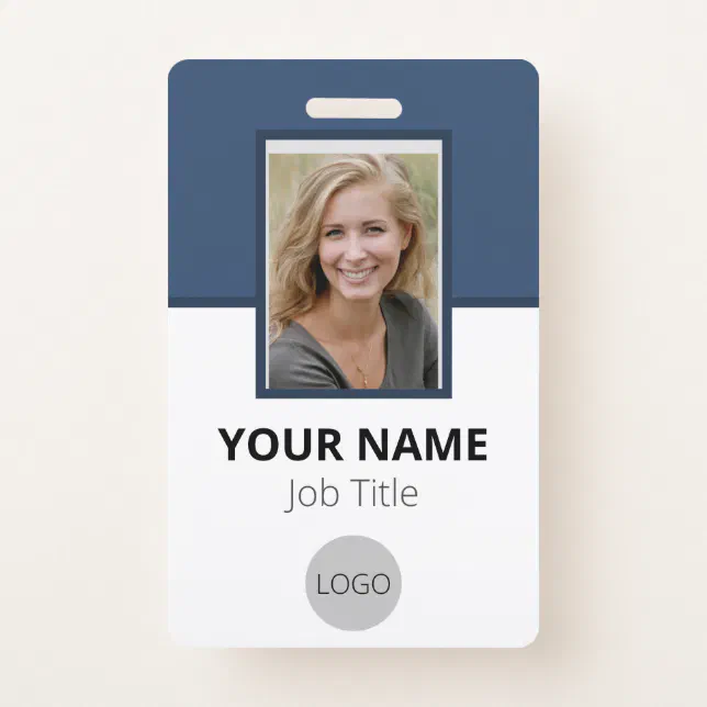 Custom Employee Photo Logo Bar Code Name Badge | Zazzle