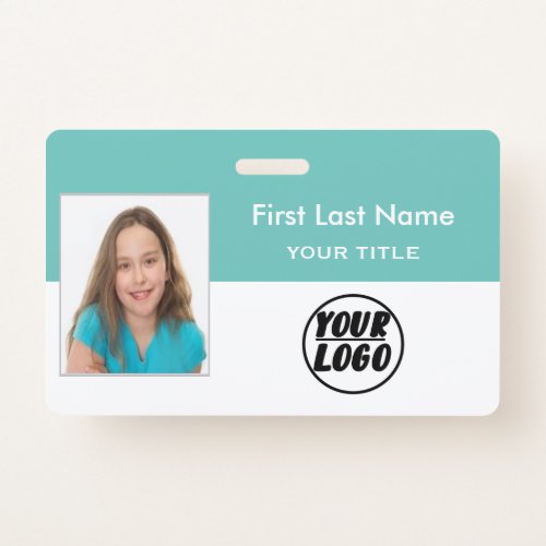 Custom Employee Photo  Logo Bar Code name Badge