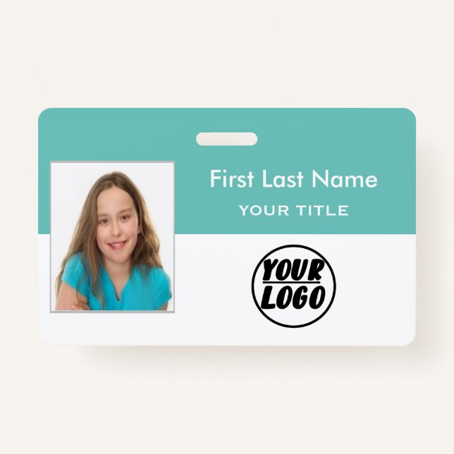 Custom Employee Photo | Logo, Bar Code name Badge (Front)