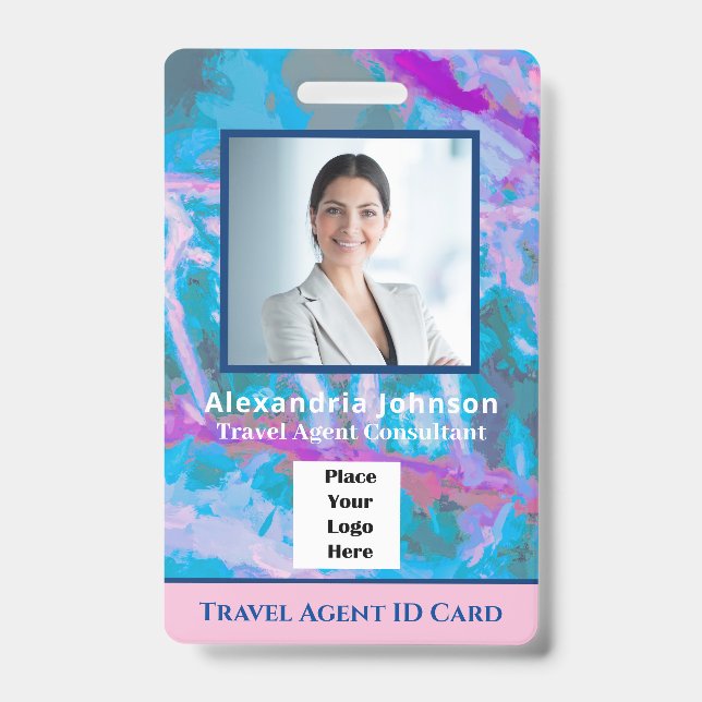 Custom Employee Photo Logo Bar Code Name Badge (Front)