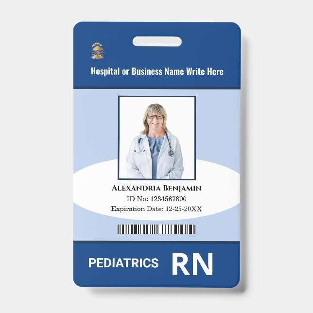 Custom Employee Photo Logo Bar Code Name Badge (Front)