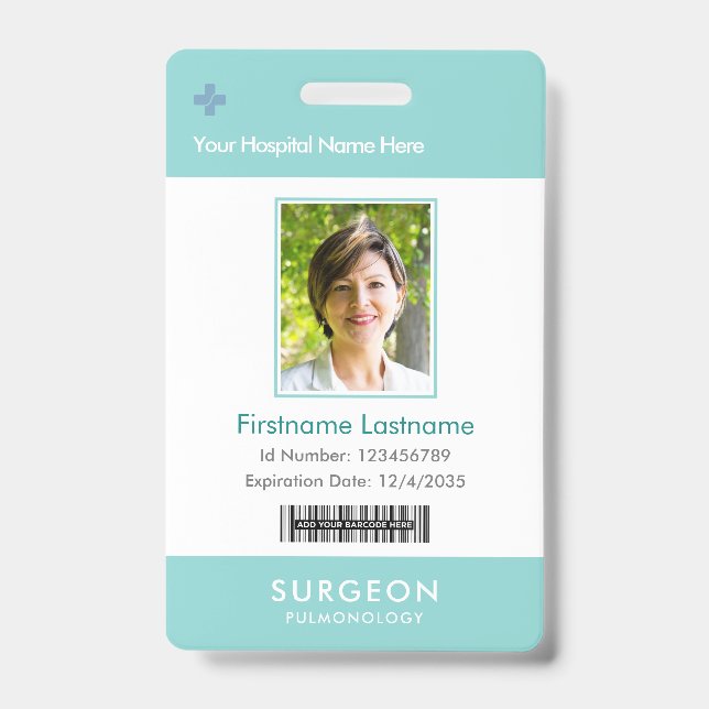 Custom Employee Photo Logo Bar Code Name Badge (Front)