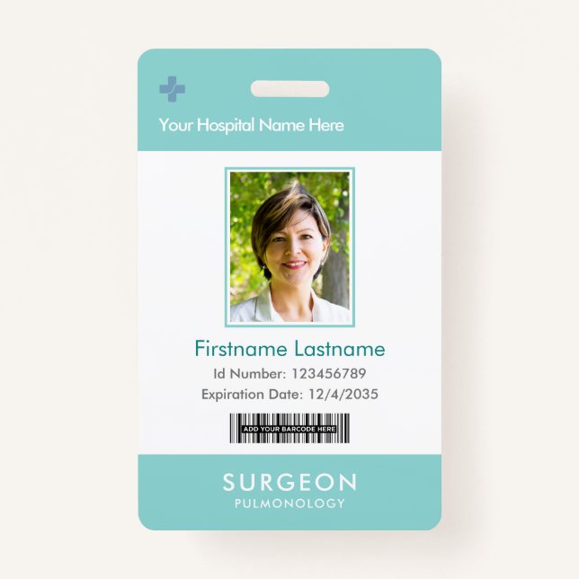 Custom Employee Photo Logo Bar Code Name Badge (Front)