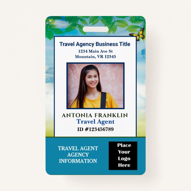 Custom Employee Photo Logo Bar Code Name Badge (Front)