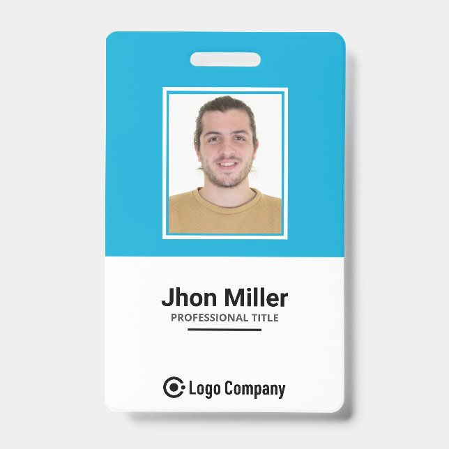 Custom Employee Photo, Logo, Bar Code, Name Badge (Front)