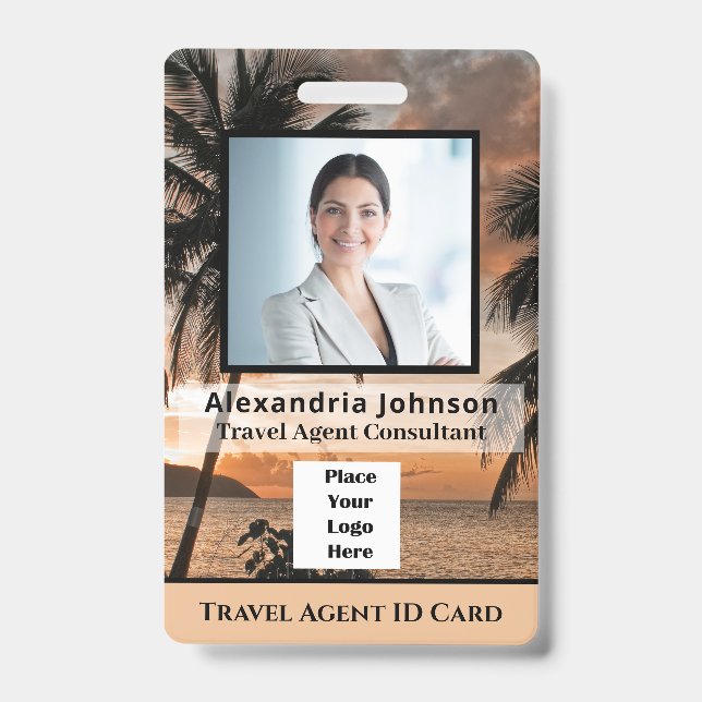 Custom Employee Photo Logo Bar Code Name Badge (Front)