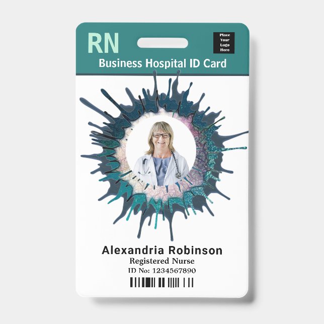 Custom Employee Photo Logo Bar Code Name Badge (Front)