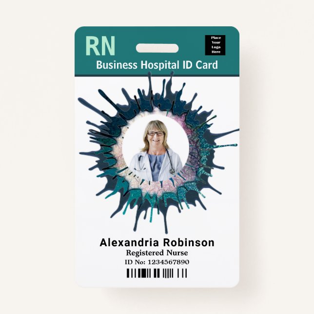 Custom Employee Photo Logo Bar Code Name Badge (Front)