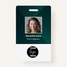 Custom Employee Photo Logo Bar Code Name ID Green