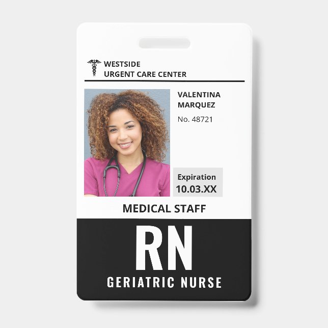 Custom Employee Photo Logo Barcode Name Badge (Front)