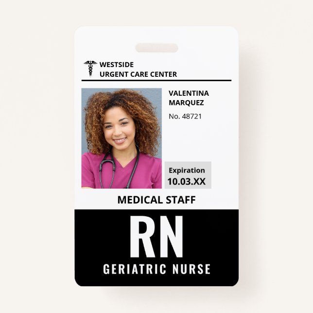 Custom Employee Photo Logo Barcode Name Badge (Front)