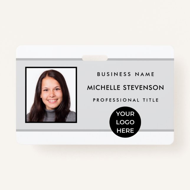 Custom Employee Photo Logo Barcode Name Badge (Front)