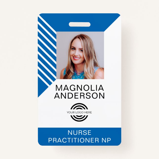 Custom Employee Photo Logo Barcode Name Badge (Front)