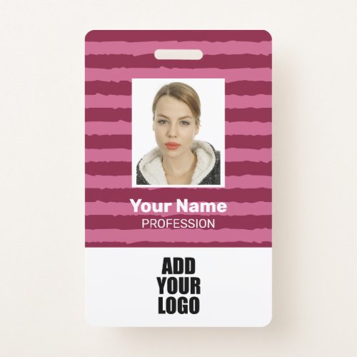 Custom Employee Photo Logo  Barcode Stripes  Badge