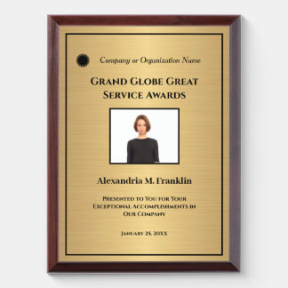 Custom Employee Photo Logo Gold Custom  Award Plaque