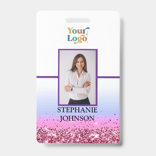 Custom Employee Photo Logo Name Badge (Front)