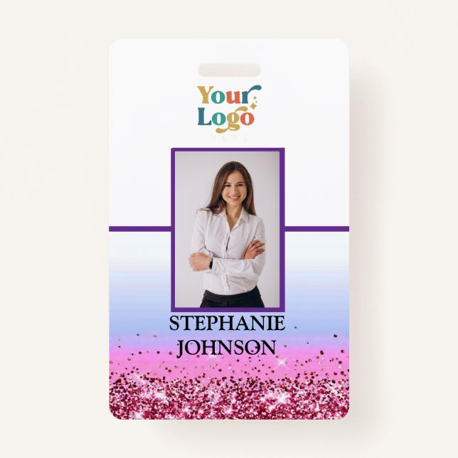 Custom Employee Photo Logo Name Badge (Front)