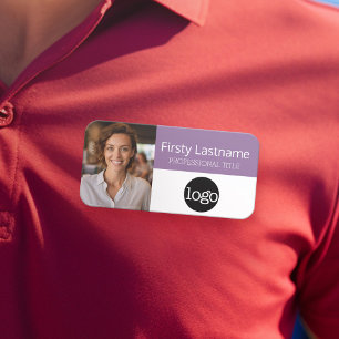 Custom Employee Photo, Logo, Name - Can edit color Name Tag