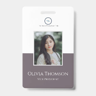Custom Employee Photo, Logo, Name Granite Gray Badge