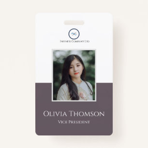 Custom Employee Photo, Logo, Name Granite Gray Badge