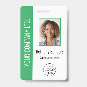 Custom Employee Photo, Logo, Name Green Badge