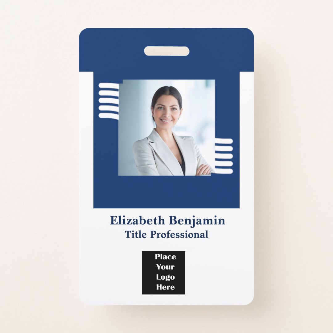 Custom Employee Photo Logo Name ID Badge | Zazzle