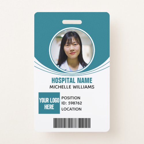 Custom employee photo logo name ID barcode Badge