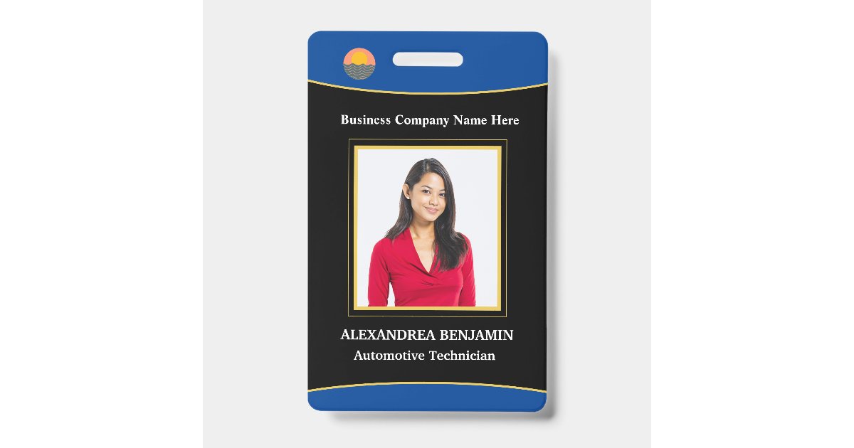 Custom Employee Photo Logo Name ID Card Badge | Zazzle