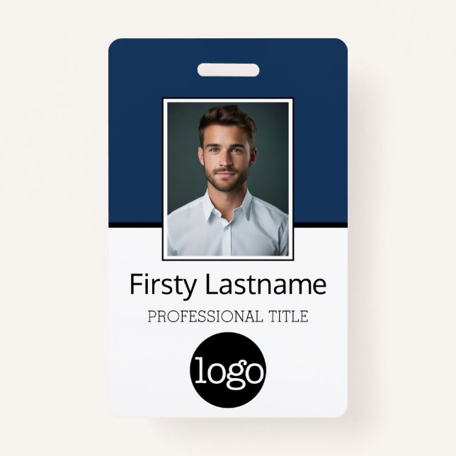 Custom Employee Photo Logo Name - Same Both Sides Badge (Front)