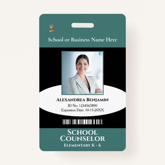 Custom Employee Photo Logo School Teacher ID Card Badge (Front)