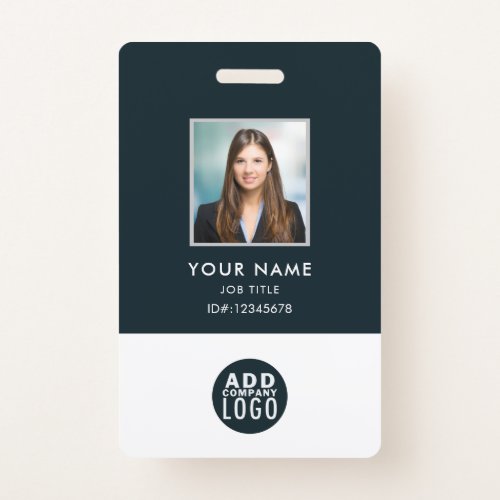 Custom Employee Photo Name Badge Bar Code Logo