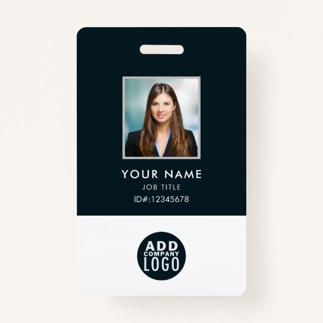 Custom Employee Photo Name Badge Bar Code Logo (Front)