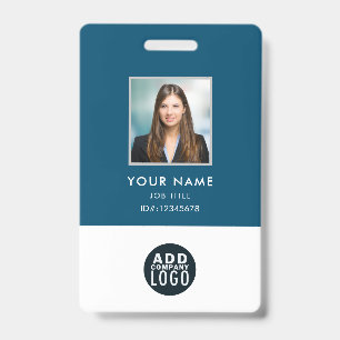 Custom Employee Photo Name Badge Barcode Logo