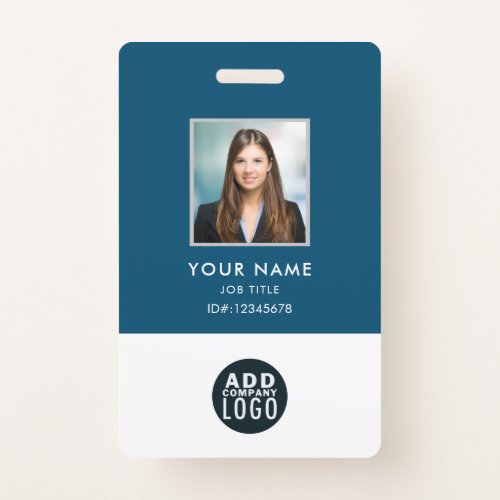 Custom Employee Photo Name Badge Barcode Logo