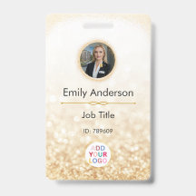 Custom Employee Photo Name Badge with Logo 