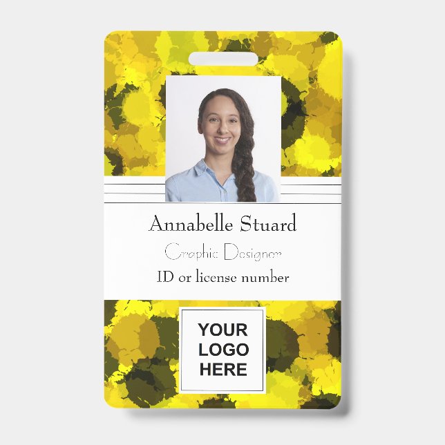 Custom Employee Photo Name Bar Code Company Logo Badge (Front)