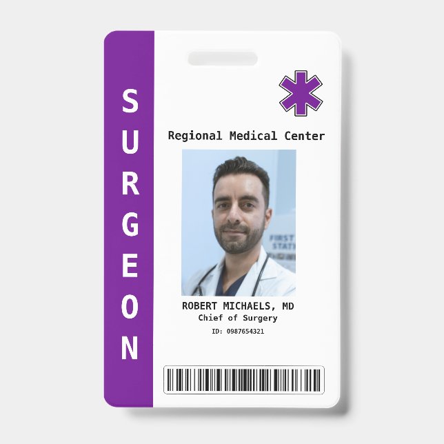 Custom Employee Photo, Name, Bar Code, Logo Badge (Front)