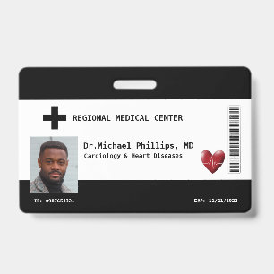 Custom Employee Photo, Name, Bar Code, Logo Badge