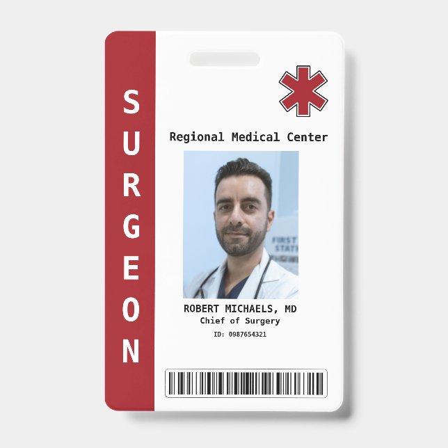 Custom Employee Photo, Name, Bar Code, Logo Badge (Front)