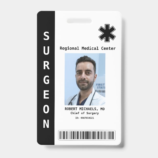 Custom Employee Photo, Name, Bar Code, Logo Badge (Front)