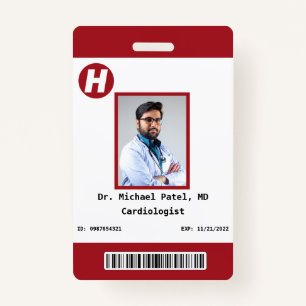 Custom Employee Photo, Name, Bar Code, Logo Badge