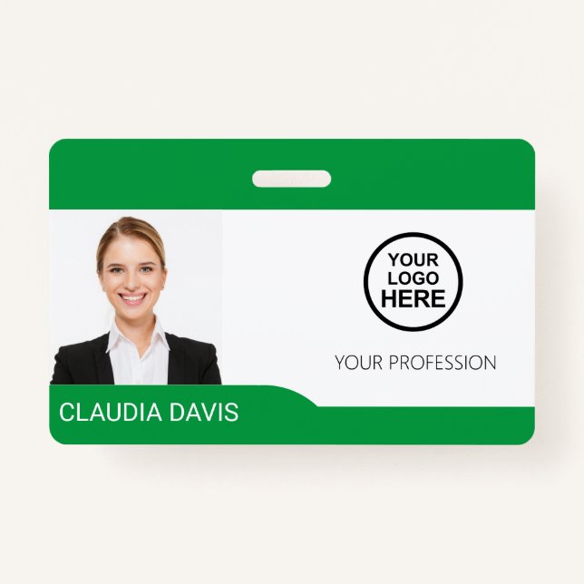 Custom Employee Photo,Name , Logo, Bar Code, Badge (Front)