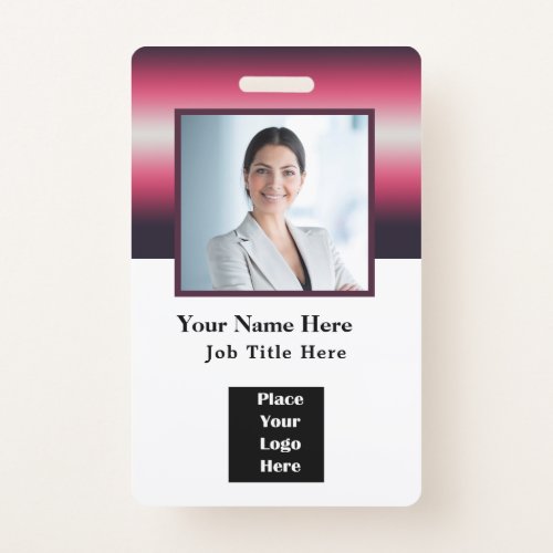 Custom Employee Photo Name Logo Bar Code Badge