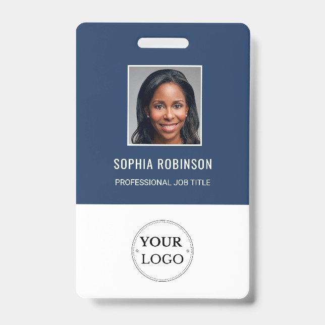 Custom Employee Photo, Name, Logo, Bar Code Badge (Front)